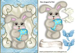 Cute Easter Bunny with Cheeky Butterflies