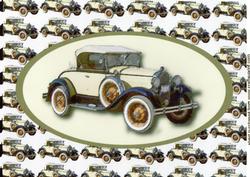 Lovely A4 Vintage White Car in Oval with Matching Backing Paper