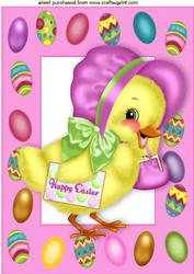 Easter Chick in Bonnet in Egg Frame A4
