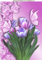 Pink/purple Tulips with Butterflies A4