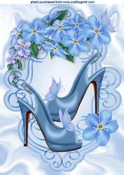 Pretty Blue Shoes with Flowers A4