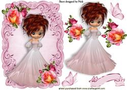 Little Princess in Party Dress with Roses