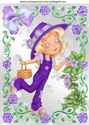 Pretty in Purple Surrounded by Flowers and Bow A4