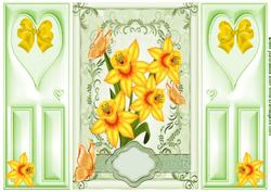 Yellow Daffodils and Butterflies Gatefold with Hearts