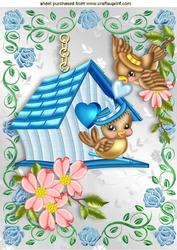 Pretty Little Birds in a Rose Frame A4