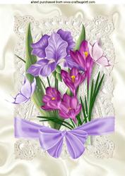 Floral Bouquet with Butterflies on Lace A4