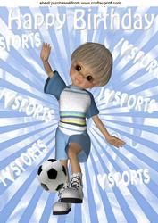 I Love Sports Boy Footballer in Blue A4