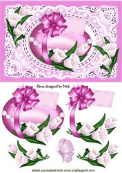 Easter Egg with Bow on Pink Vintage Lace