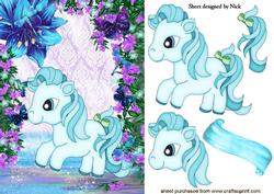 Little Blue Pony with Fantasy Background