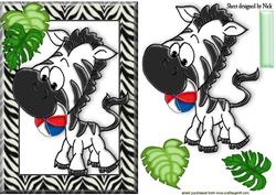 Cute Little Cartoon Zebra with Leaves