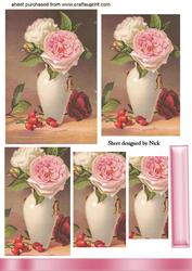 Pink/cream Roses in Vintage Vase Pyramids