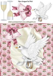 Wedding with White Dove Carrying Rings 8x8