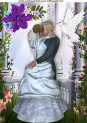 Love is in the Air! Kissing Wedding Couple A4