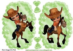 Cute Little Gummy Cowgirl with Horse Toppers
