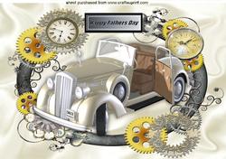 Vintage Car for Fathers Day in Steampunk Frame A4