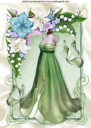 Beautiful Evening Gown with Flowers A4