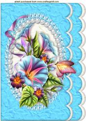 Morning Glory on Pearl Scalloped Frame A4