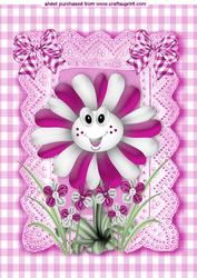Flowers with Faces and Pink Gingham Bows A4