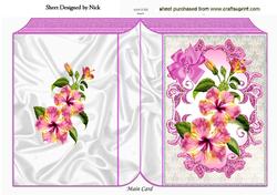 Spring Lilies with Bow in Sparkle Frame Folded Book