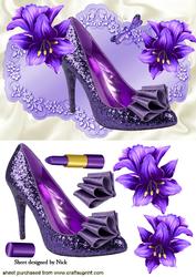 Purple Sparkle Shoes with Flowers