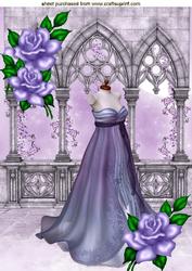 Beautiful Lilac Evening Gown with Purple Roses A4