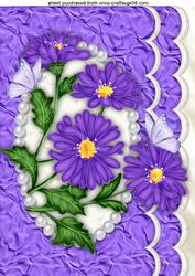 Purple Flowers in Scalloped Frame with Butterflies A4