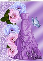 Evening Dress with Shoes and Lilac/pink Flowers A4