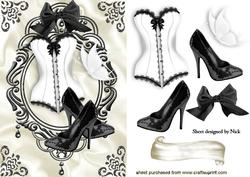 Black and White Basque with Shoes in Ornate Frame