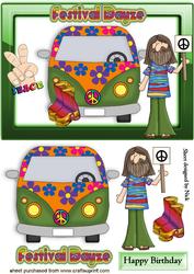 Hippie at Festival with Campervan