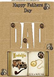 Fathers Day Steam Punk Vintage Book with Car Pop Ups