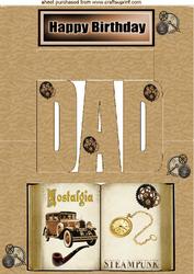 Birthday Dad Pop Up of Vintage Car & Steampunk