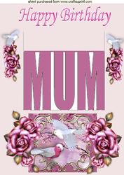 Pretty Exotic Birds with Pink Roses for Mum Pop Up