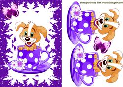 Cute Little Puppy with Butterfly in Teacup