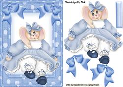 Bunny Girl in Blue Spot Frame with Bows