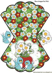 Daisies with Blue Birds on Floral Rocker