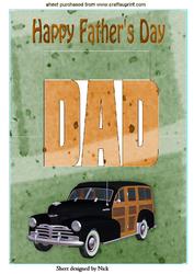 1948 Vintage Woody Car Fathers Day Pop Up Card