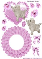 Little Puppy with Butterfly and Rose Frilled Rocker