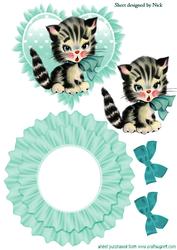 Cute Kitty with Bows Rocker Card