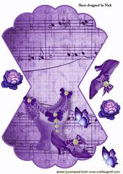 Vintage Ladies Purple Basque with Shoe Rocker Card