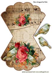 Birds with Roses on Music Rocker Card