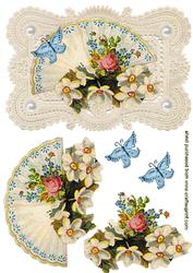 Elegant Fan on Ecru Lace