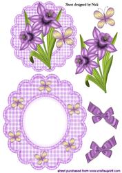 Purple Daffodils with Butterflies and Bows Rocker Card