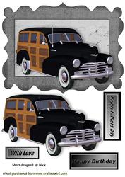 Vintage 1948 Woody Black/tan Car