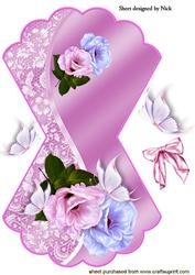 Pretty Pink and Lilac Flowers with Butterflies Rocker Card