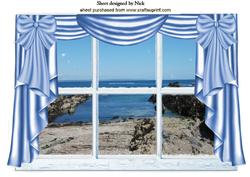 A Room with a View of Cornwall Beach with Drapes A4