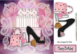 Shoes and Makeup with Butterflies 8x8