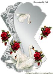 Red Roses with White Swans Rocker Card