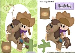Horse with Feed and Little Cowgirl