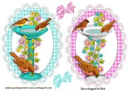 Pretty Bird Baths with Flowers and Birds Toppers