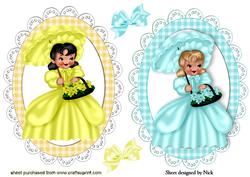 Southern Belles in Turq/yellow Gingham Toppers
